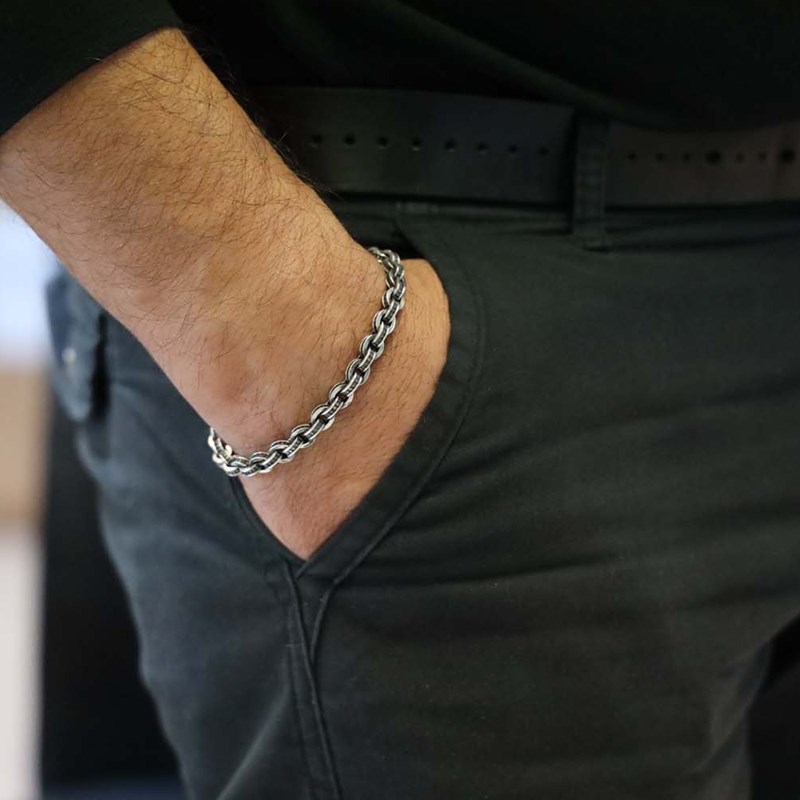 Bracelet Homme Rock Massive Big Fantaisie Argent