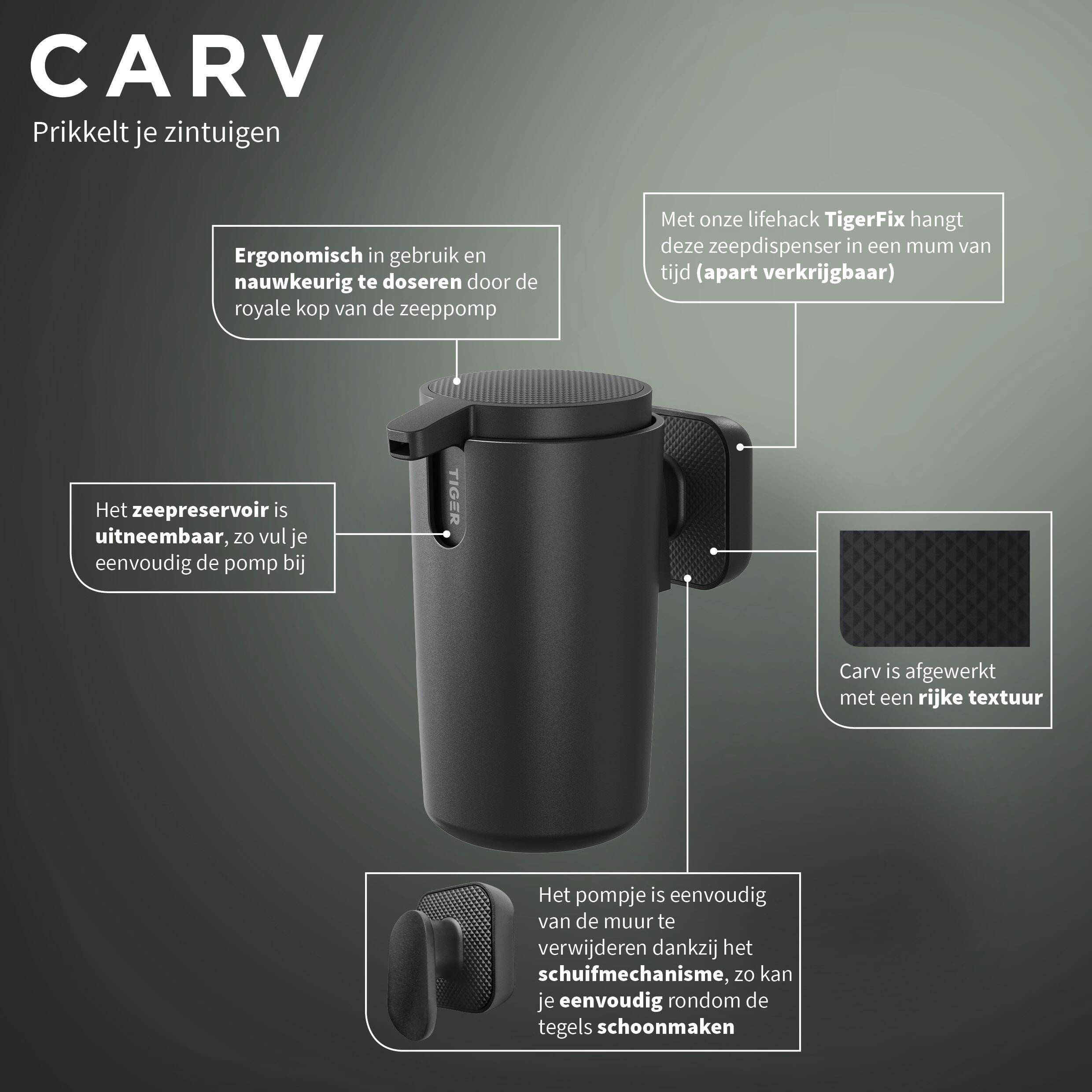 Tiger zeepdispenser Carv (zwart)  (7x13.1 cm)