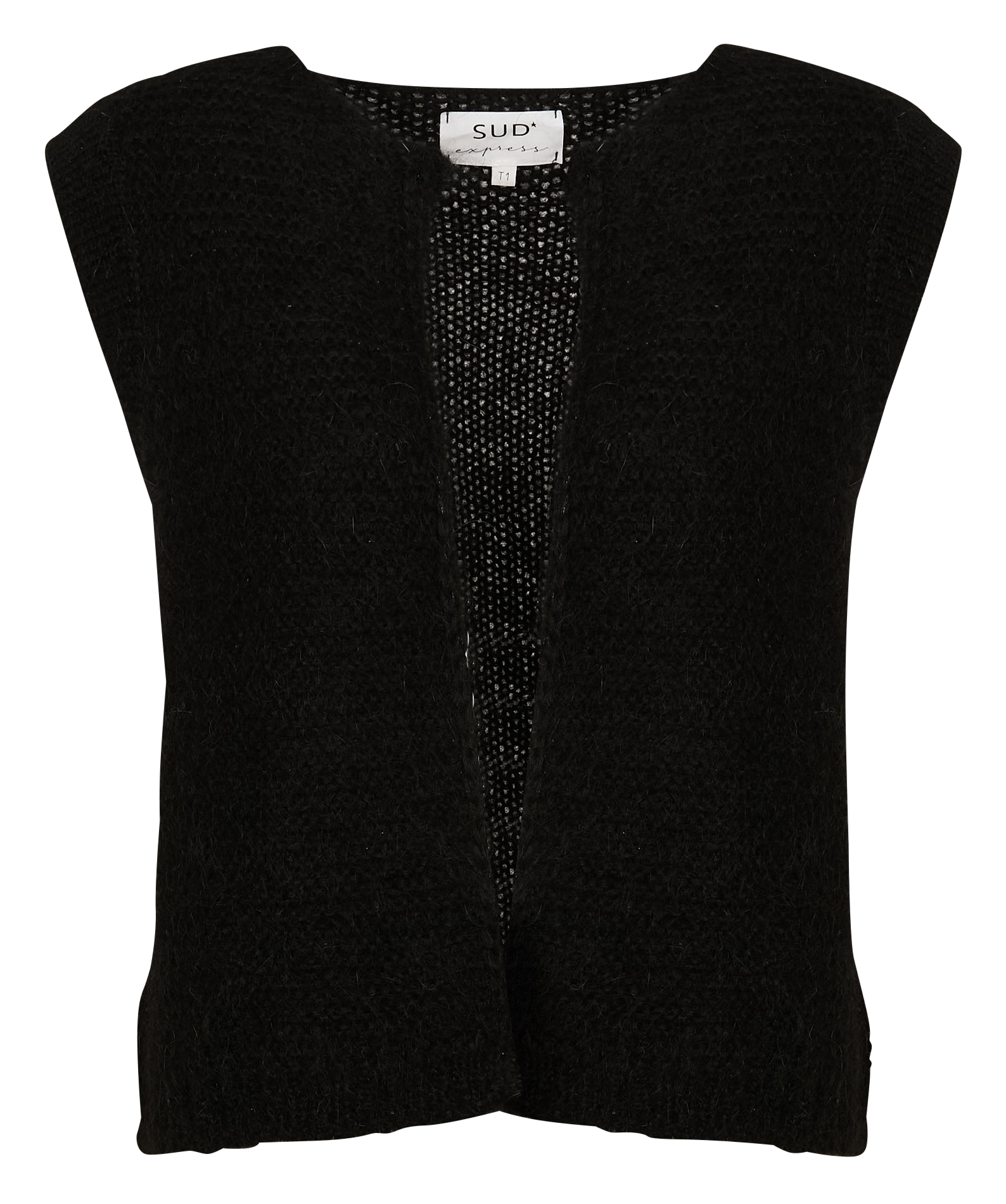 GOTANAX - Gilet col rond droit en maille | Noir