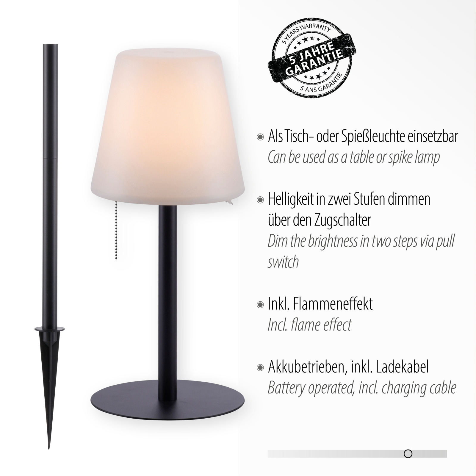 LED-Tischlampe - schwarz - 30 cm hoch