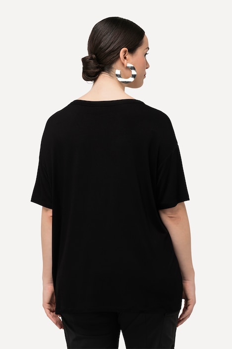 T-Shirt, Ösen, Zierband, Rundhals, Halbarm