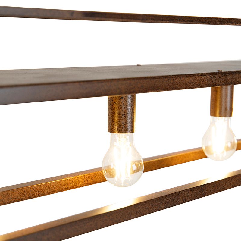 Industriële hanglamp roestbruin met rek 4-lichts - Cage Rack