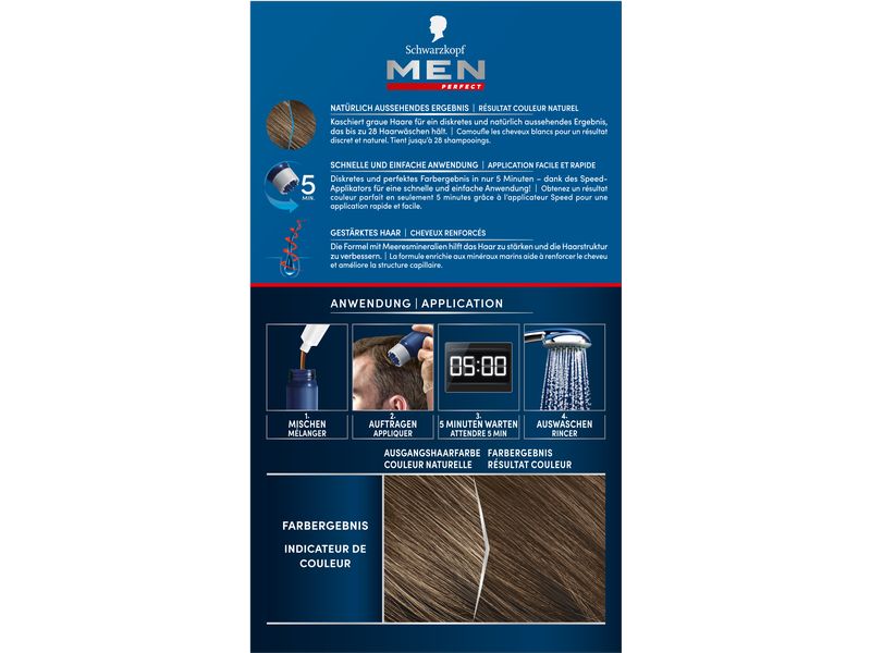 Schwarzkopf Men Perfect Haarcoloration Anti-Grau 50 Hellbra Leicht anzuwendende Gel-Coloration für Männer