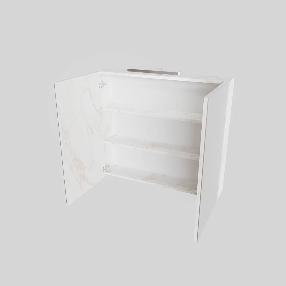Zaro Beam Spiegelkast 80x70x16cm wit marmer
