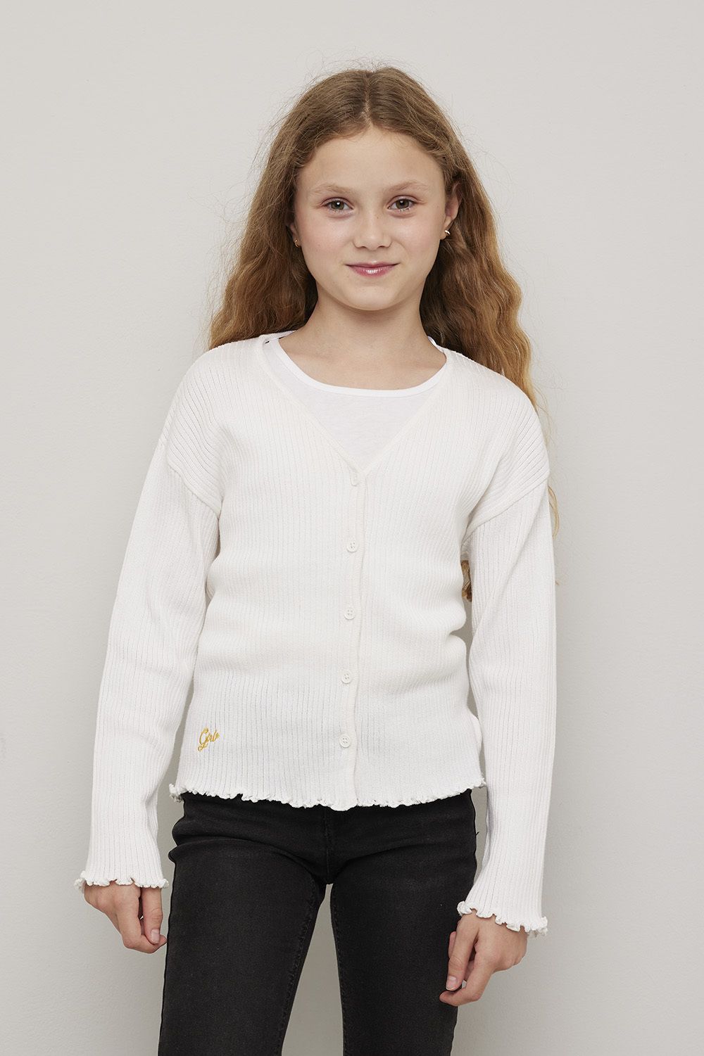 Cardigan ribbestrikket cropped Tuva