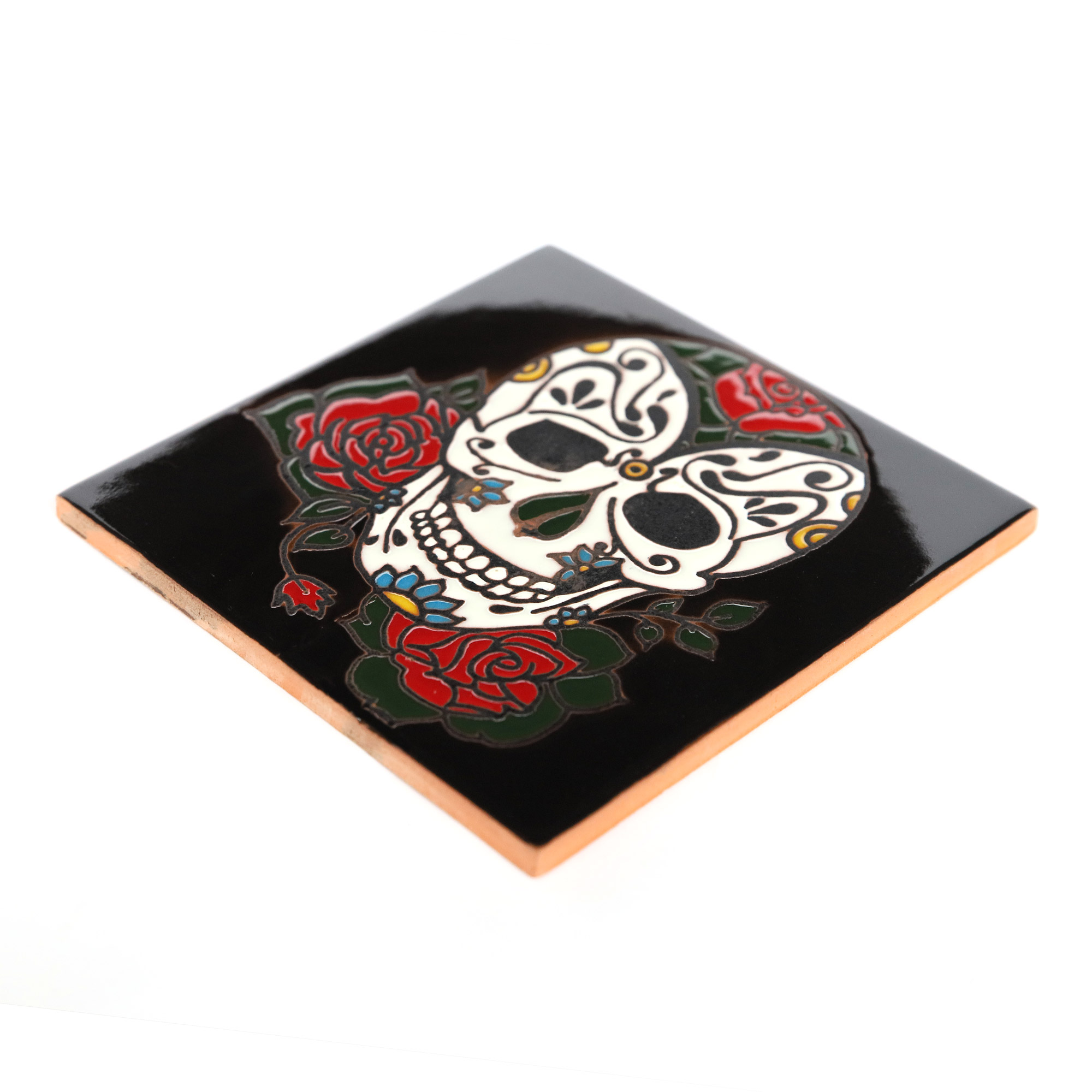 Kachel 'Rosa' schwarz, multicolor, B 15 cm, L 15 cm, H 0,5 cm von fischer's lagerhaus