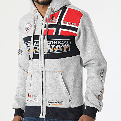 Sweat Capuche Zippé Flyer Gris Chiné