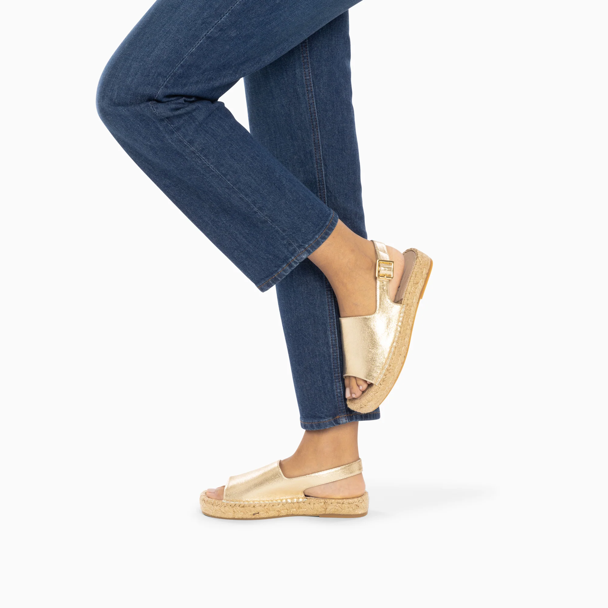 Sandales plates-Sandales Marjolaine or à semelle espadrille