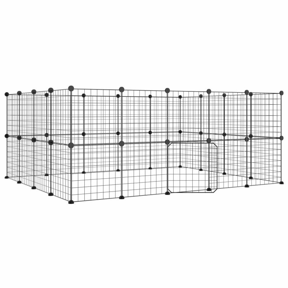 Cage animaux de compagnie à 36 panneaux et porte noir 35x35 cm