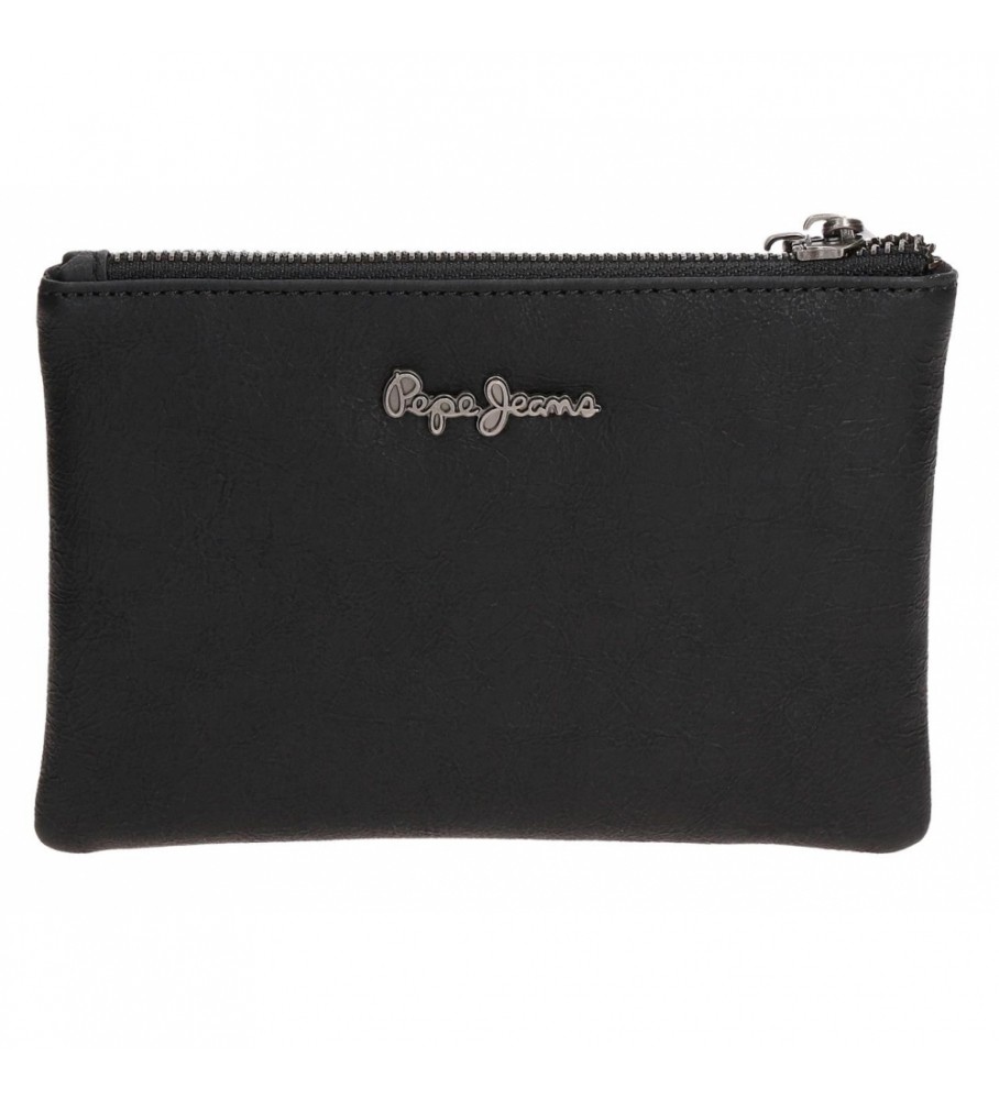 Carteira preta Pepe Jeans Donna com dois compartimentos.