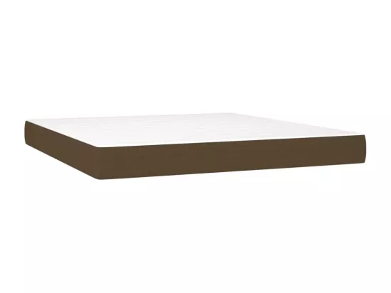 Sommier tapissier matelas et LED Marron foncé 180x200cm Tissu