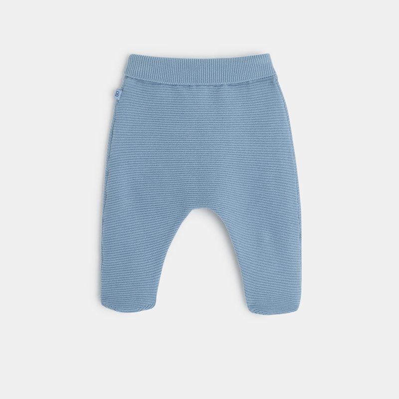 Legging tricot côtelé bleu naissance