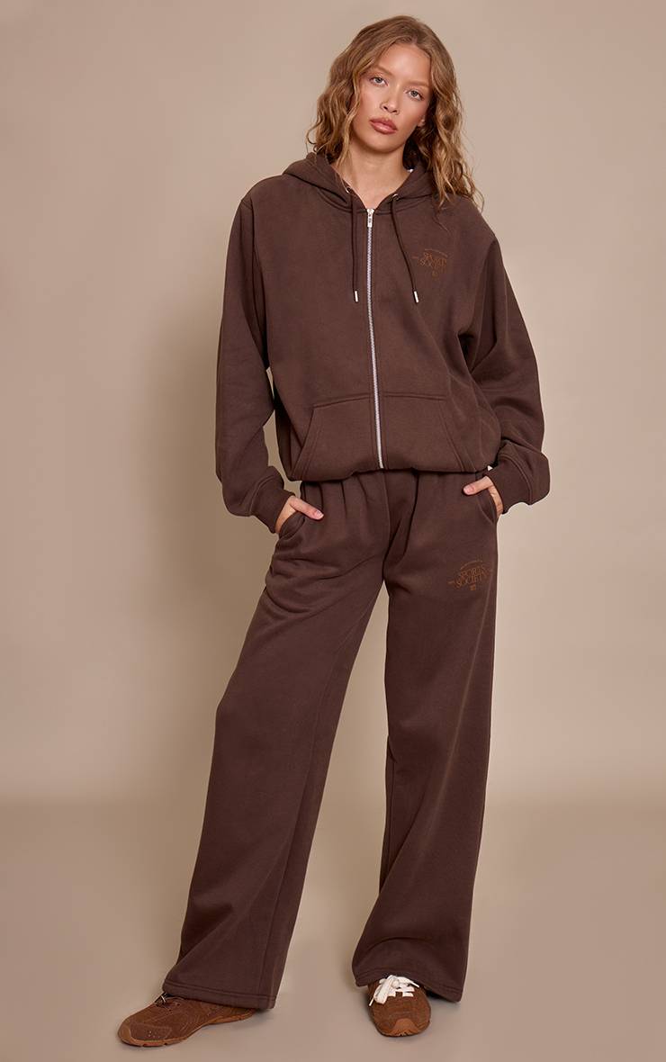 Chocolat Pantalon De Jogging Jambe Droite Plt Sports Society