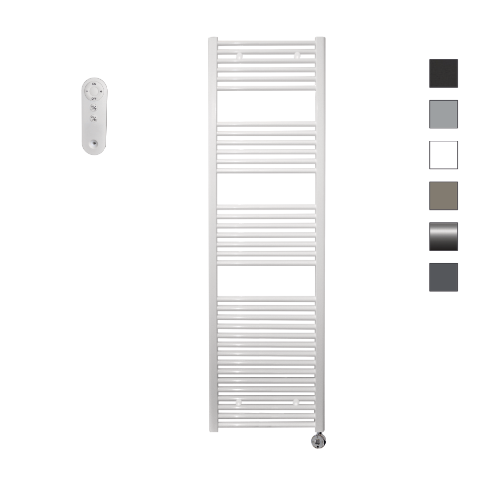Sanicare HVS elektrische radiator 45x172cm wit met afstandsbediening en thermostaat chroom rechtsonder