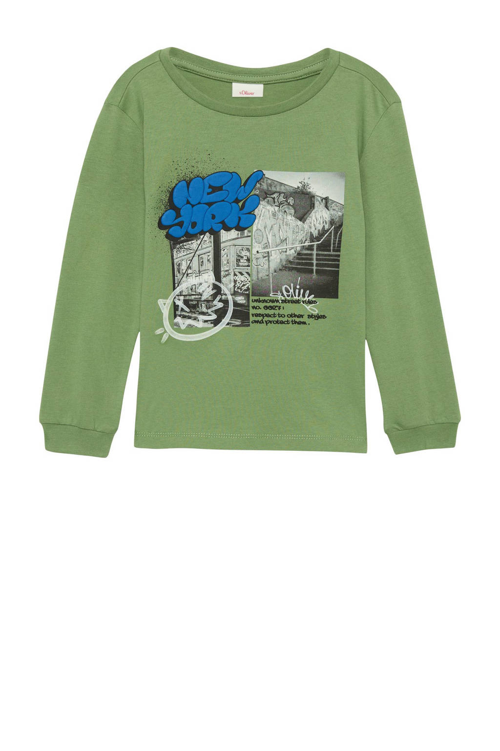 s.Oliver longsleeve met printopdruk groen