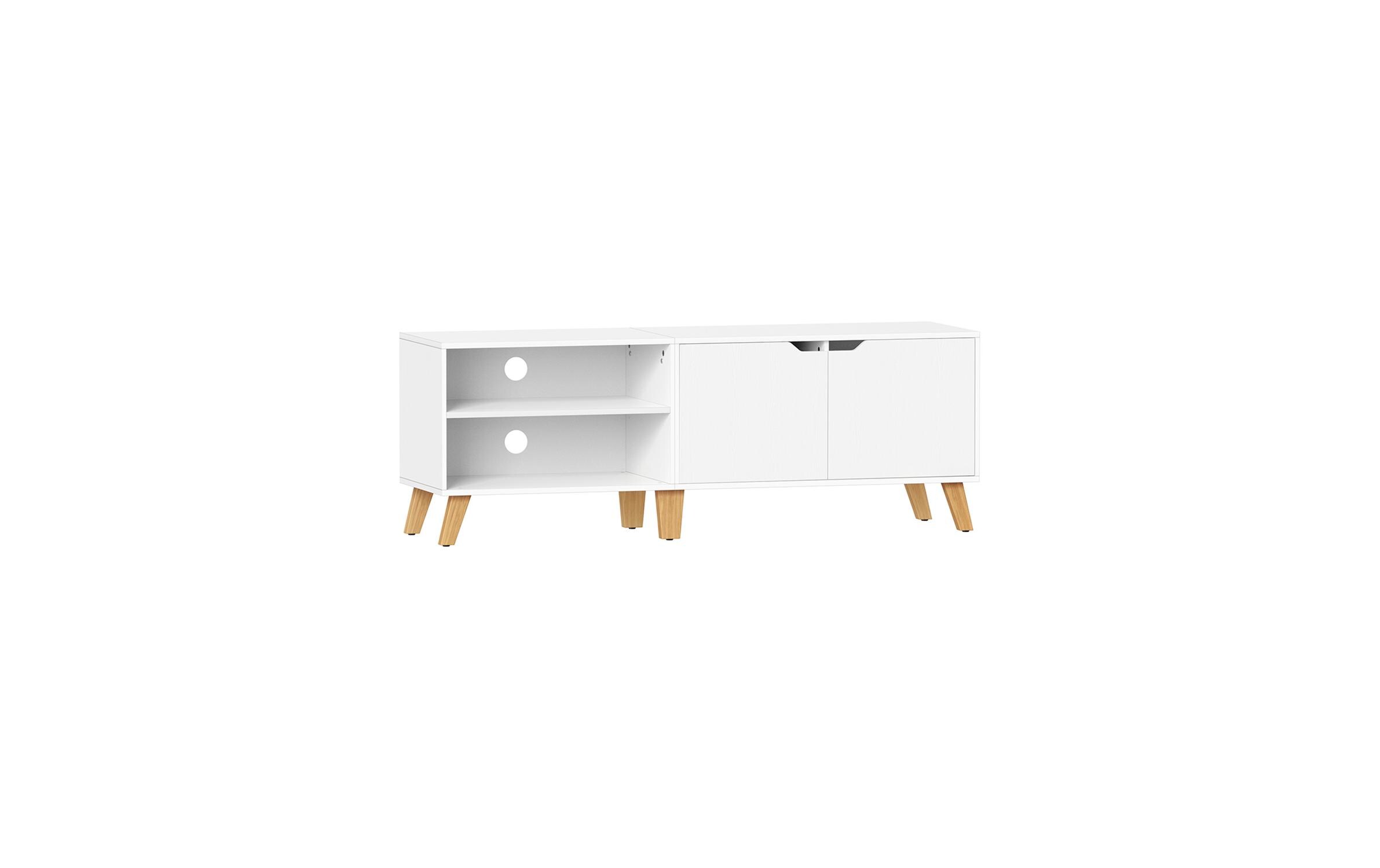 TV-Möbel 140 x 40 x 45 cm, WeissTV-Schrank mit 2 Türen