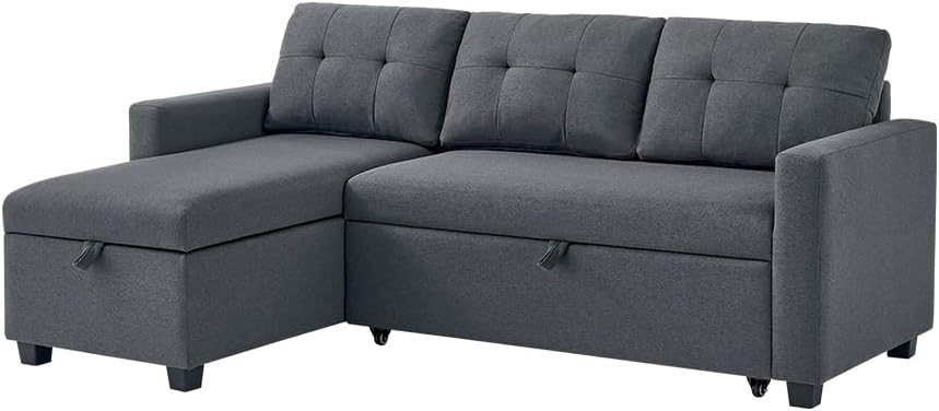 Sofa L Form Campina, Schlafsofa mit Bettkasten, Grau, 226 x 163 cm mit Schlaffunktion