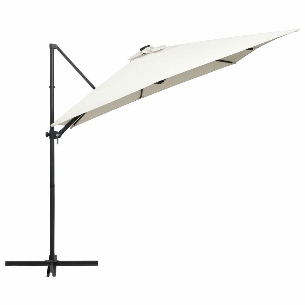 Parasol déporté avec led et mât en acier 250 x 250 cm sable