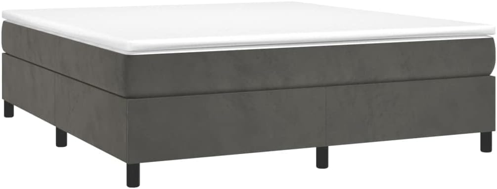 vidaXL Boxspringbettgestell, Polsterbett Bett für Schlafzimmer, Bettrahmen mit Lattenrost Stützbeinen, Schlafzimmerbett Doppelbett, Dunkelgrau 160x200cm Samt