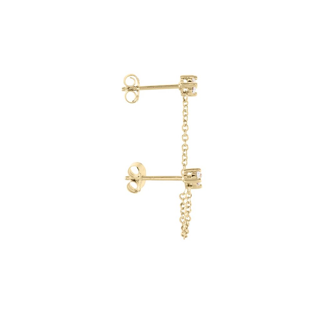 Bijou D'oreille Unitaire Pendante Plaqué Or Jaune Dofi Oxyde