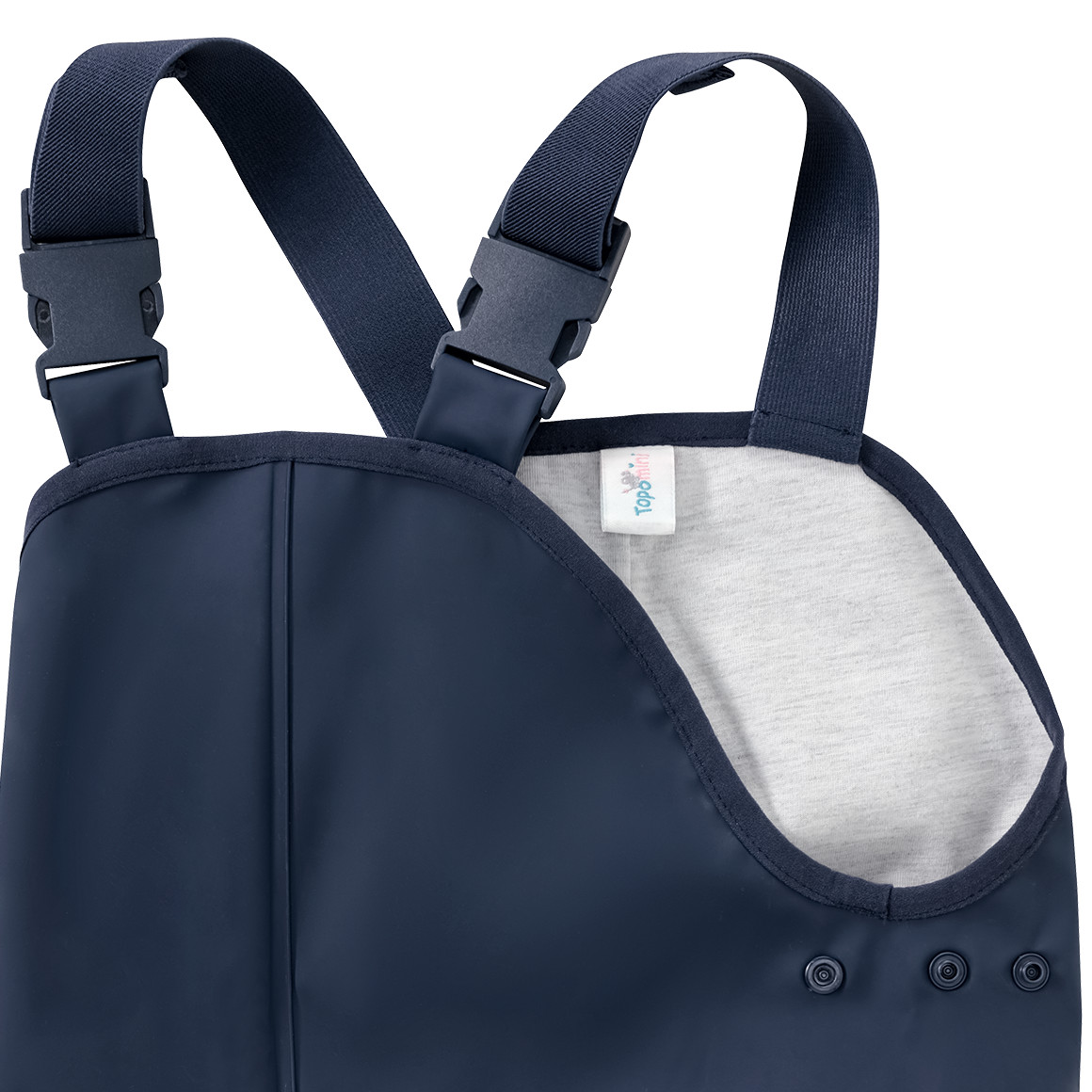 Topomini Baby Regenhose mit elastischen Trägern dunkelblau