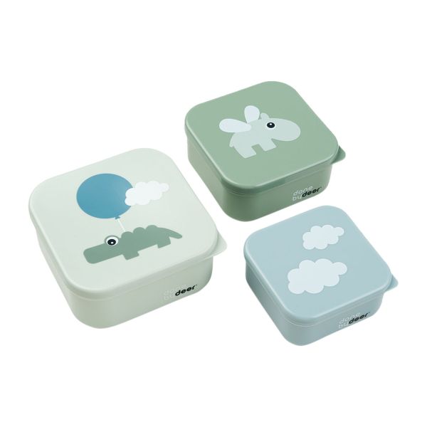 Done By Deer Happy Clouds Snackbox Green 3 Stuks