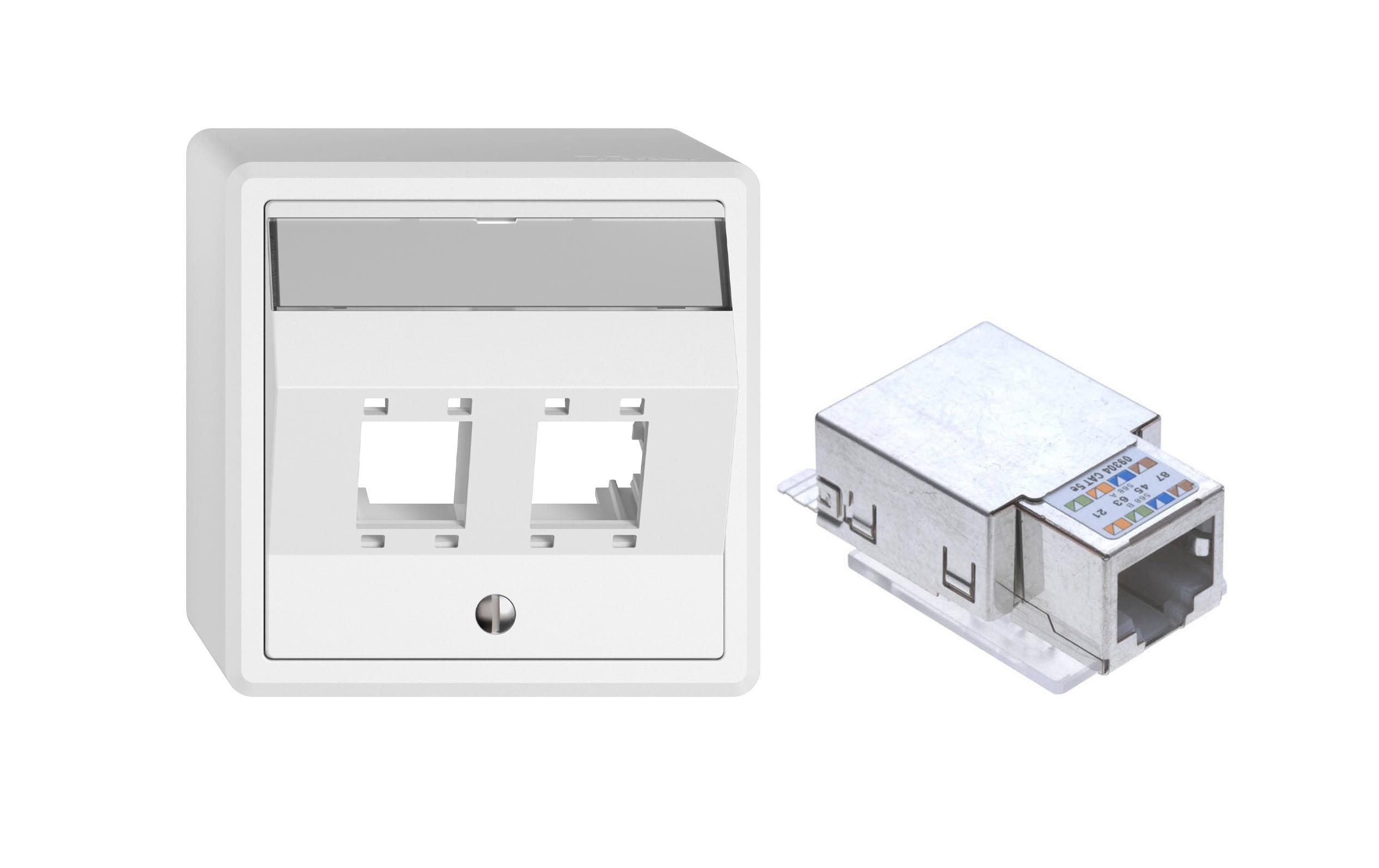 AP-Netzwerkdose 2 x RJ45AP-Montageset R+M freenet mit Anschlussmodul R&M freenet Cat. 5e, 1x RJ45 geschirmt