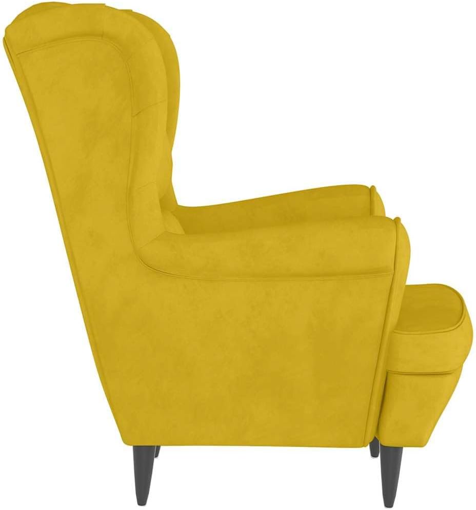 vidaXL Ohrensessel mit Hocker Armlehnen Fernsehsessel Polstersessel Loungesessel Wohnzimmersessel TV Sessel Ruhesessel Relaxsessel Senfgelb Samt