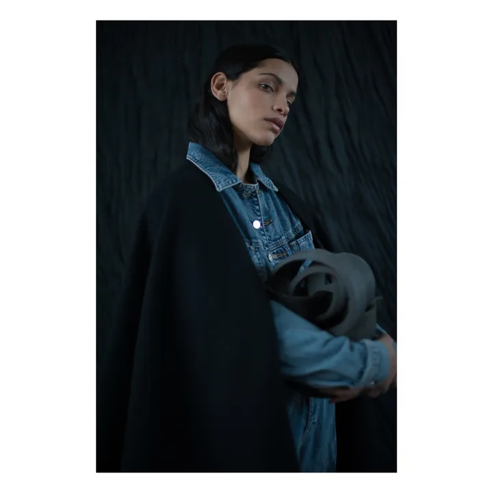 La Méricaine Cape Black Laine Recyclée | Noir