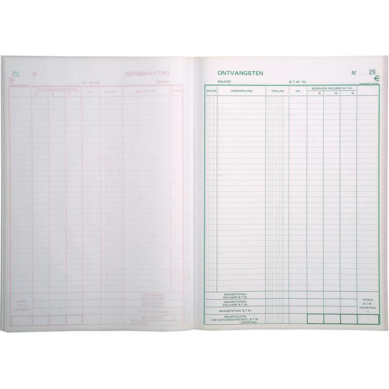 Manifold Reçus 29,7x21cm cm 50 feuillets double autocopiant Texte en Néerlandais