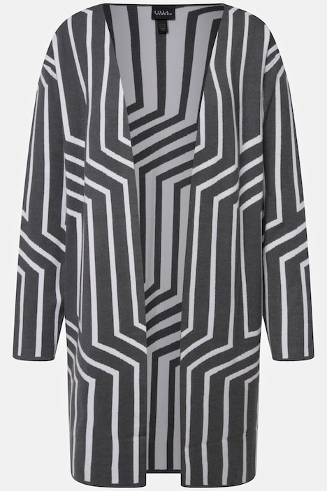 Strickjacke, Grafikmuster, V-Aussschnitt, Langarm
