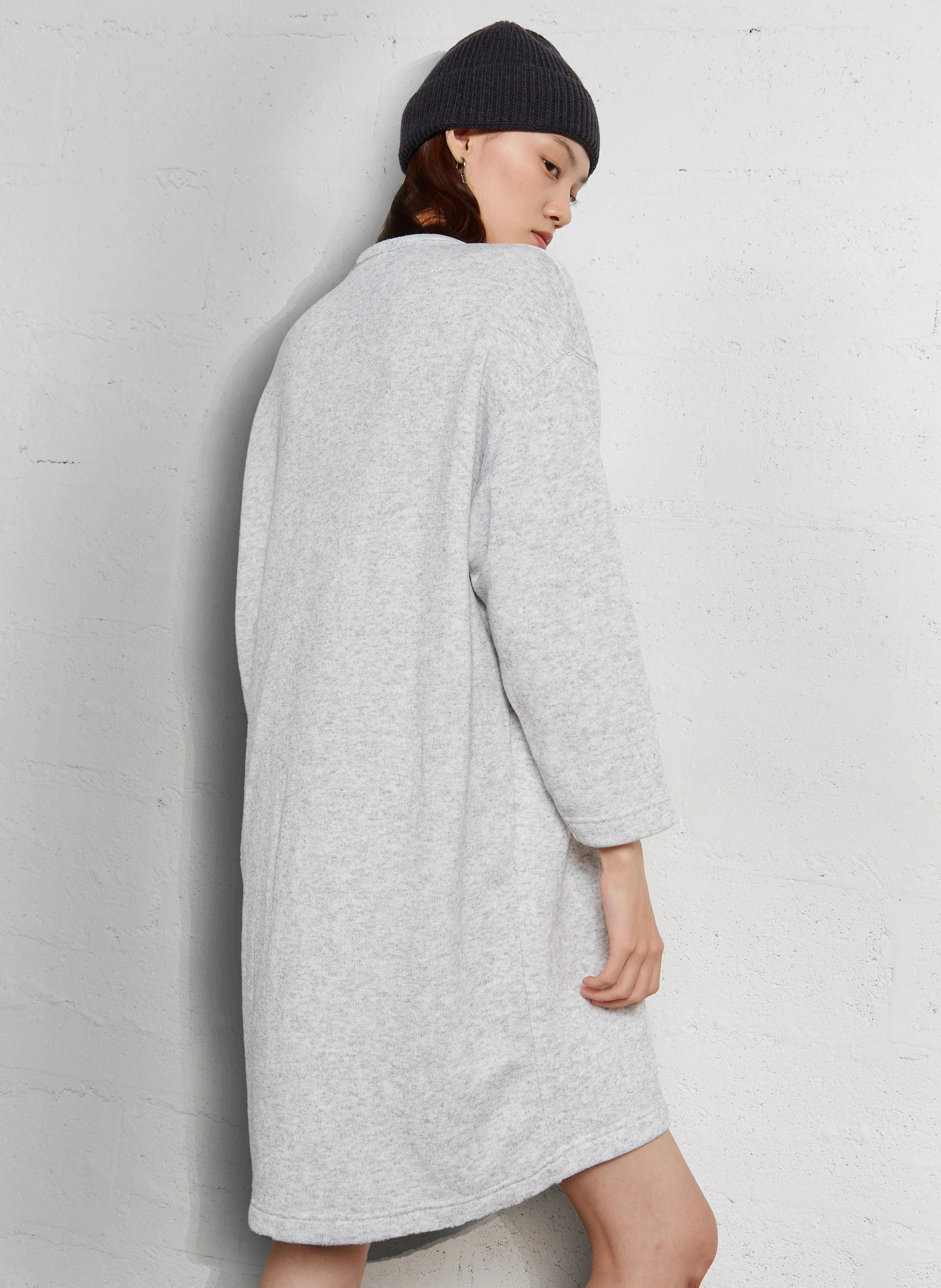 EVONA - Robe sweat courte ample| Gris