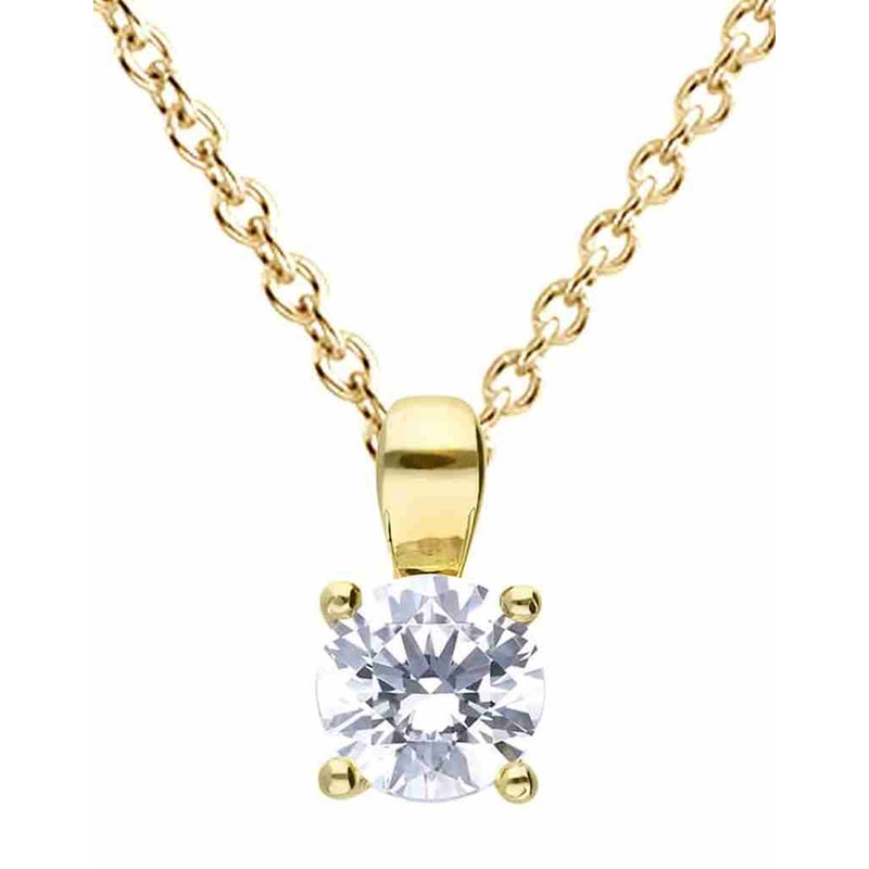 Collier zirconium plaqué or 24 carats en argent 925
