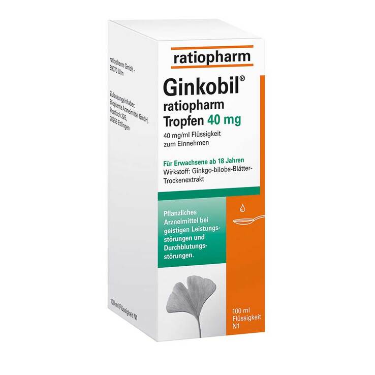 Ginkobil ratiopharm 40mg mit Ginkgo biloba Tropfen, 100 ml