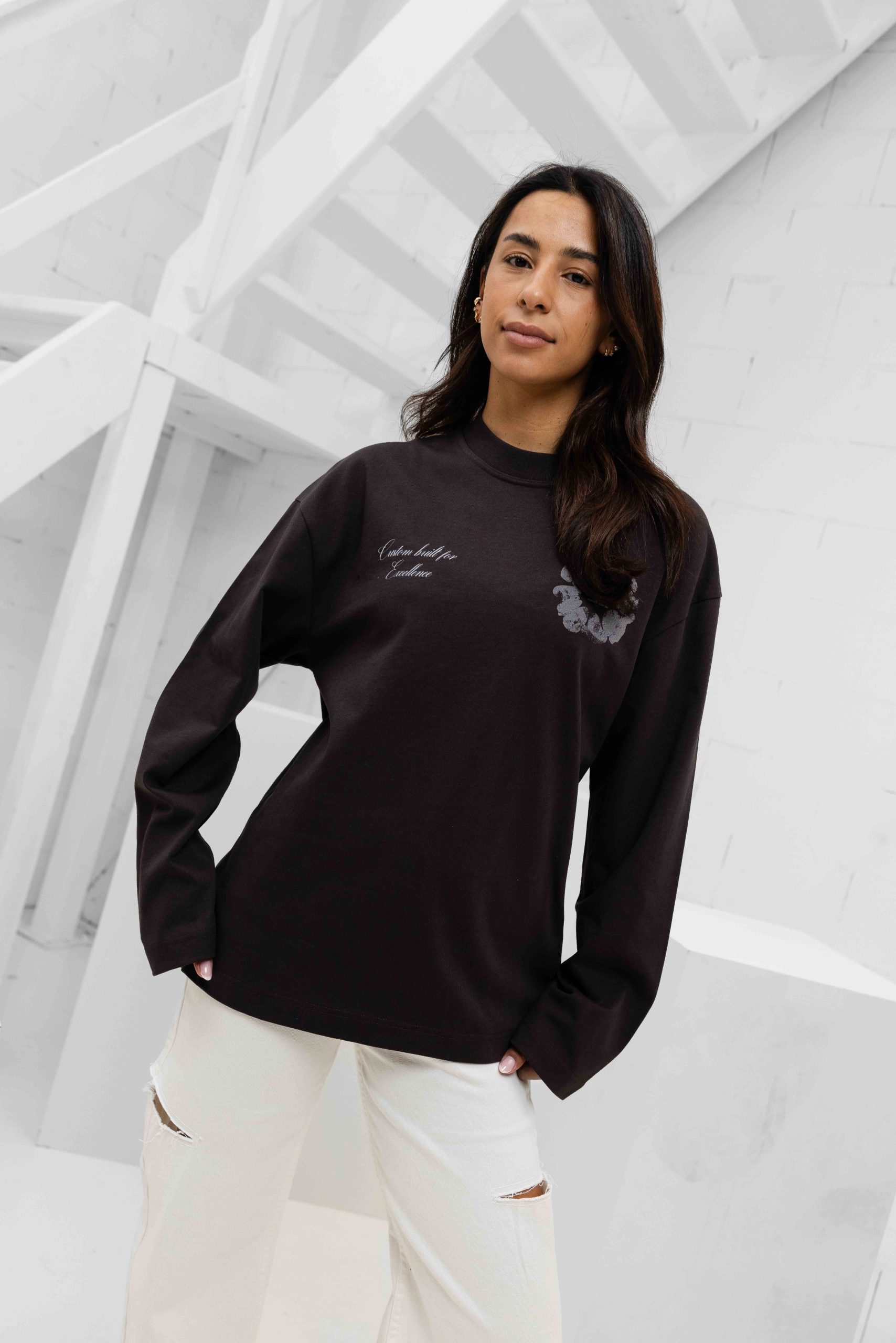 Jorcustom Flowers Longsleeve T-Shirt Dames Bruin
