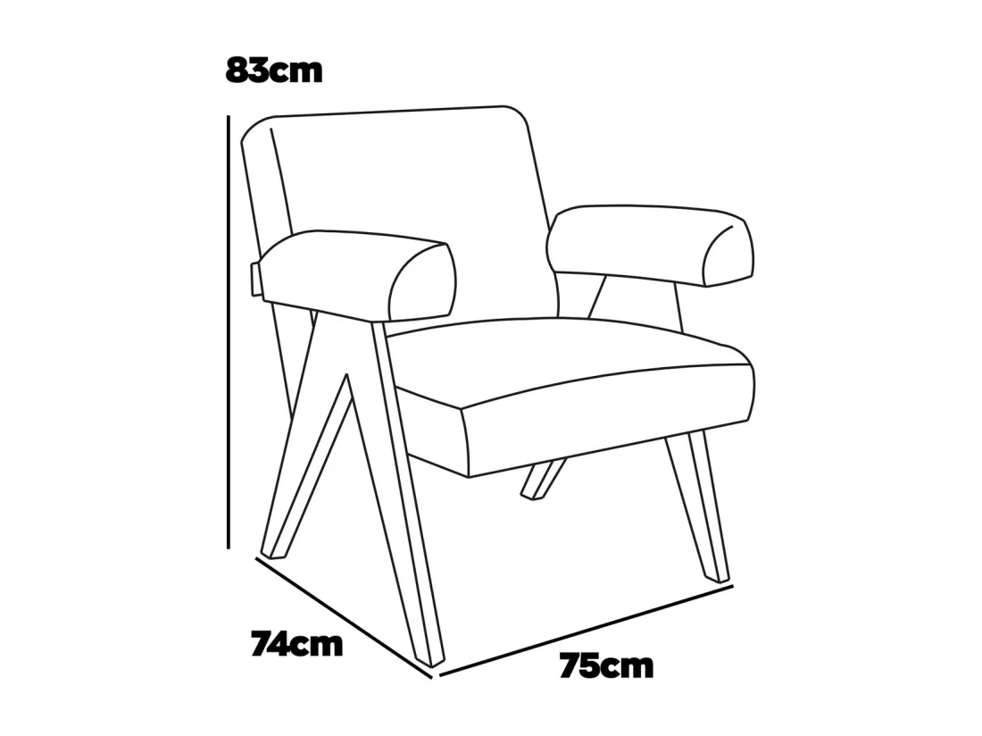 Avana - Fauteuil en bois massif de Parawood et tissu bouclé anti-tache