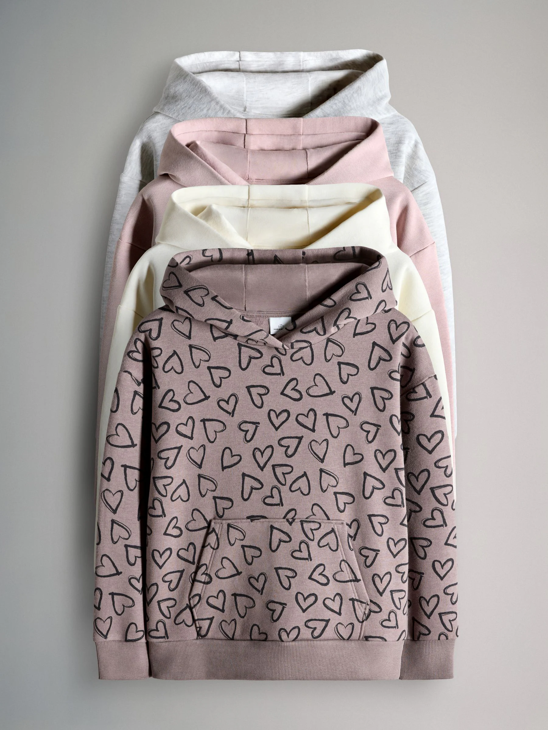 Bruin/Roze/Crème/Grijs gemêleerd - The Set verpakking van 4 ruimvallende hoodies