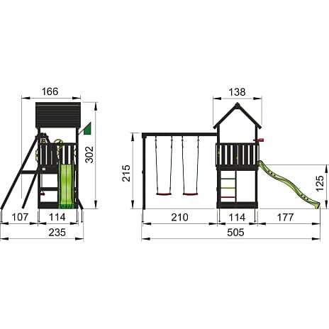Jungle Gym Club legetårn inkl. swing sort & slide