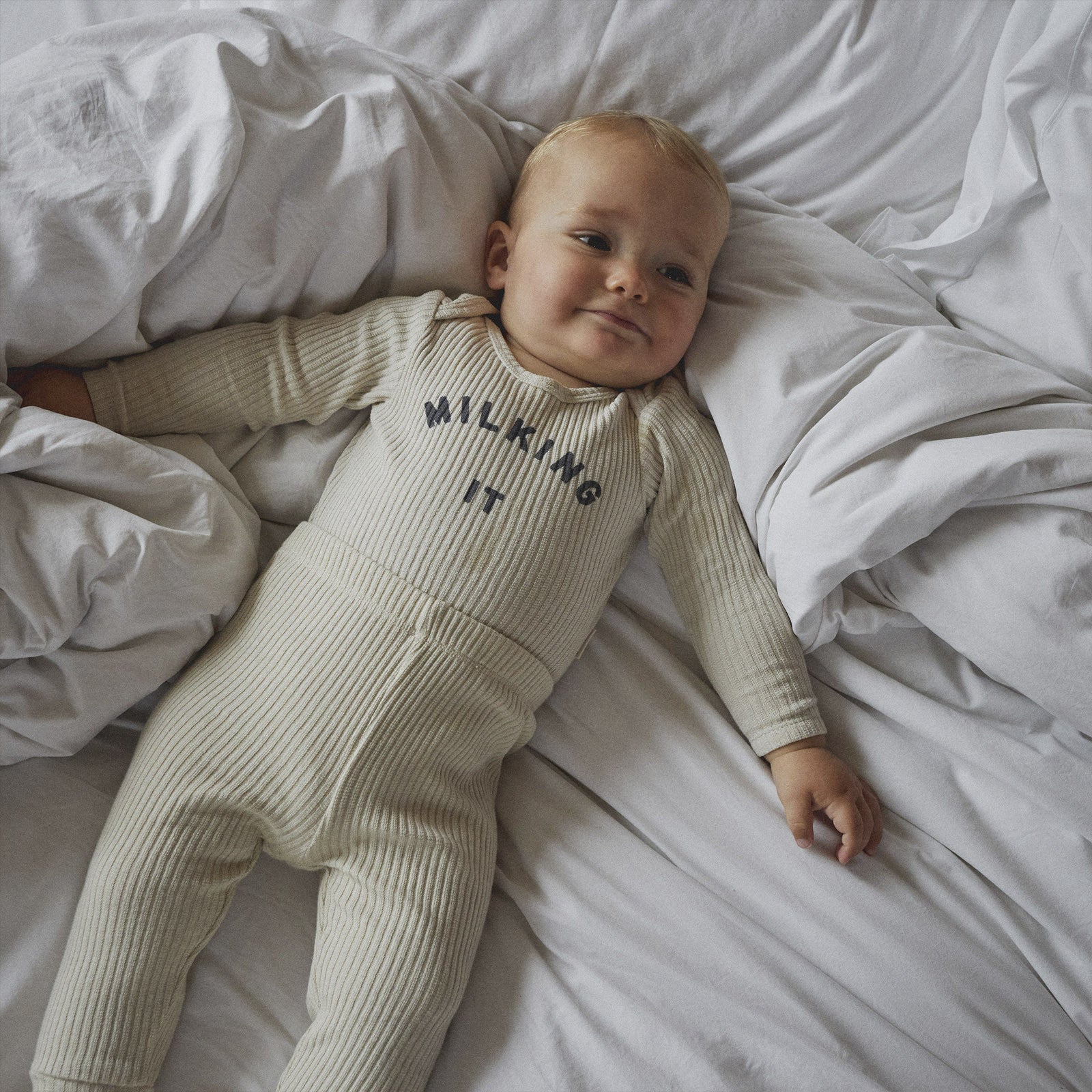 Baby Leggings Rib Cuff Oat