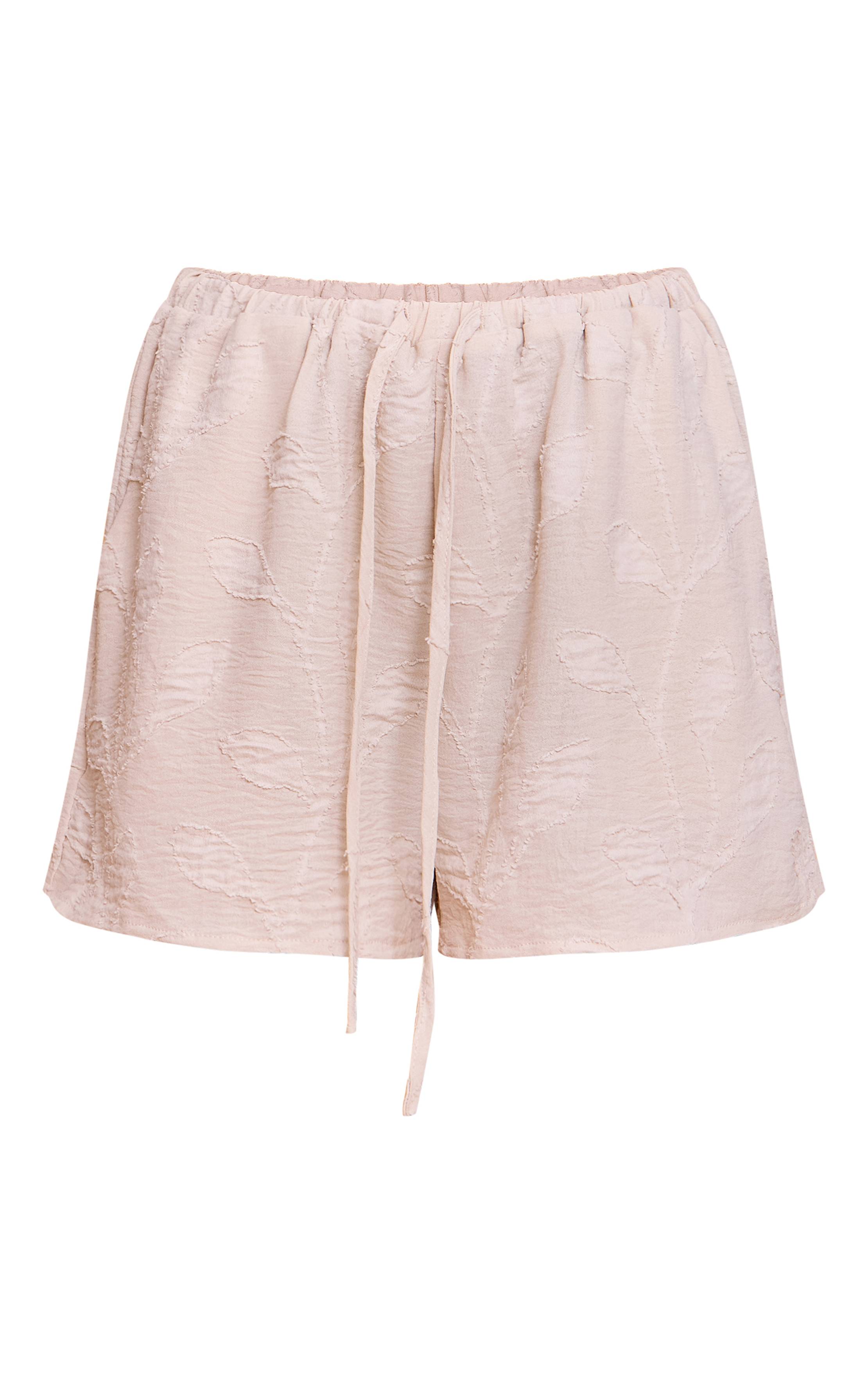 Crème Short Fluide Brodé À Motifs Floraux