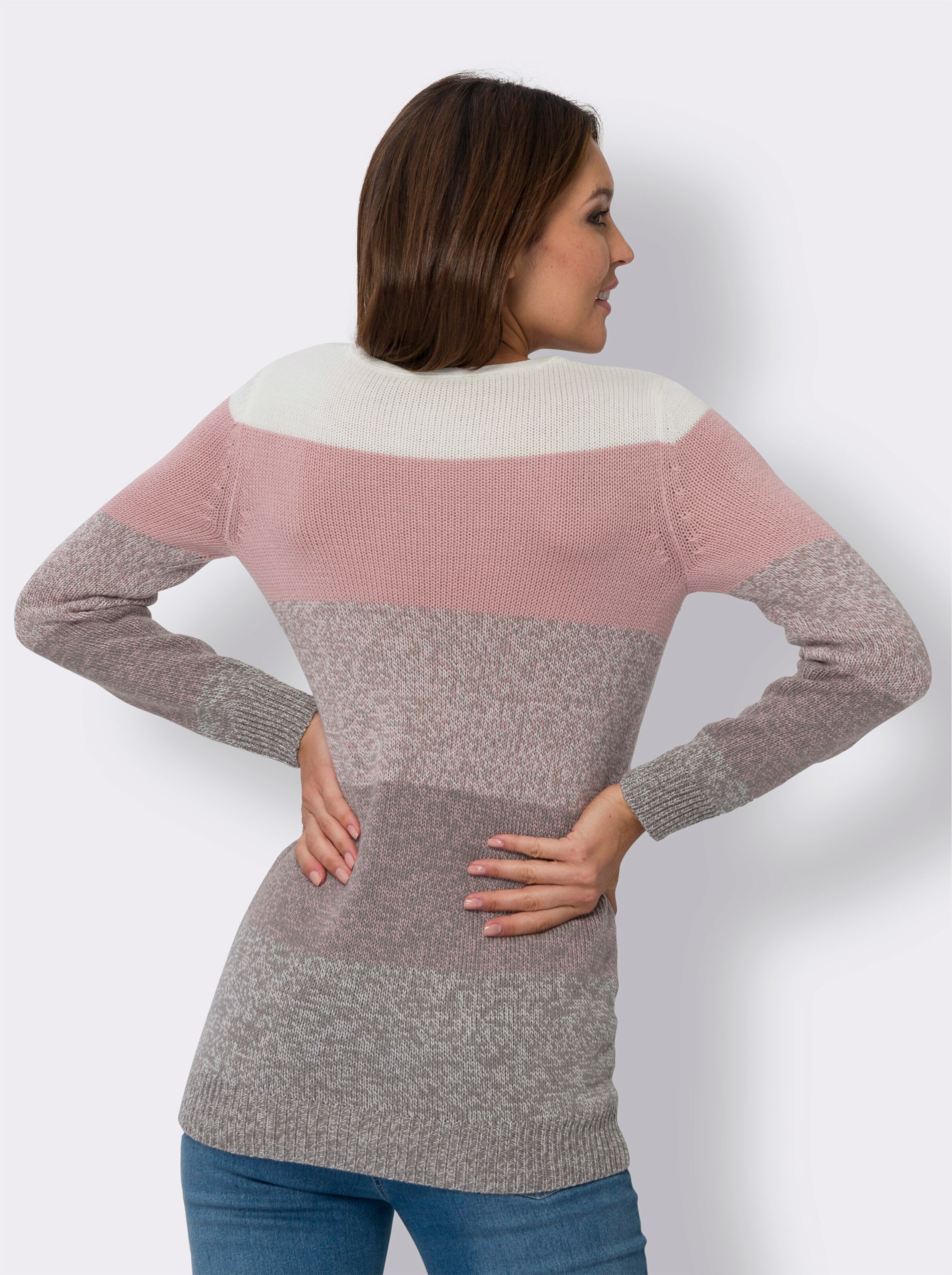 Longpullover mit Blockstreifen-Muster