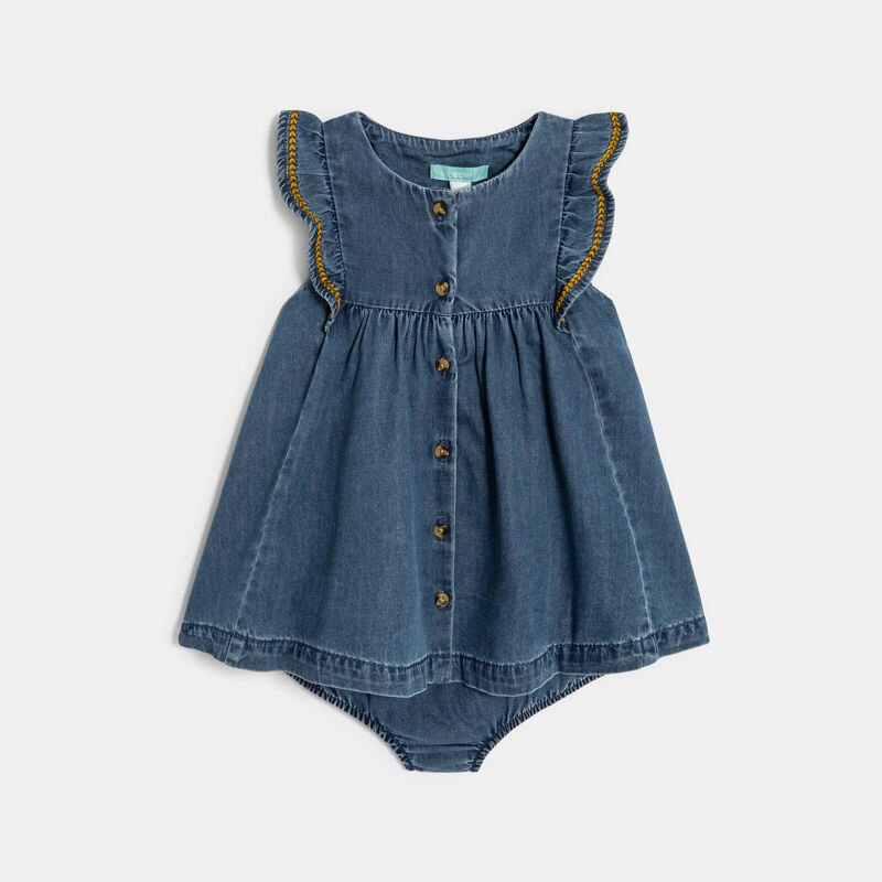 Robe en denim doux bleu bébé fille Bleu