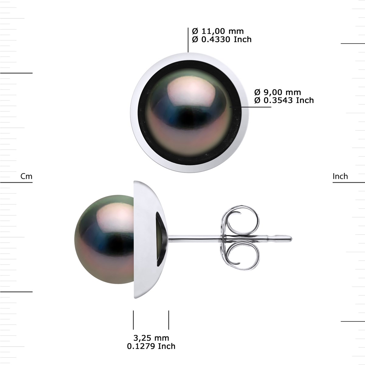 STELLA - Boucles d'Oreilles Perles de Tahiti 9-10 mm Or Blanc
