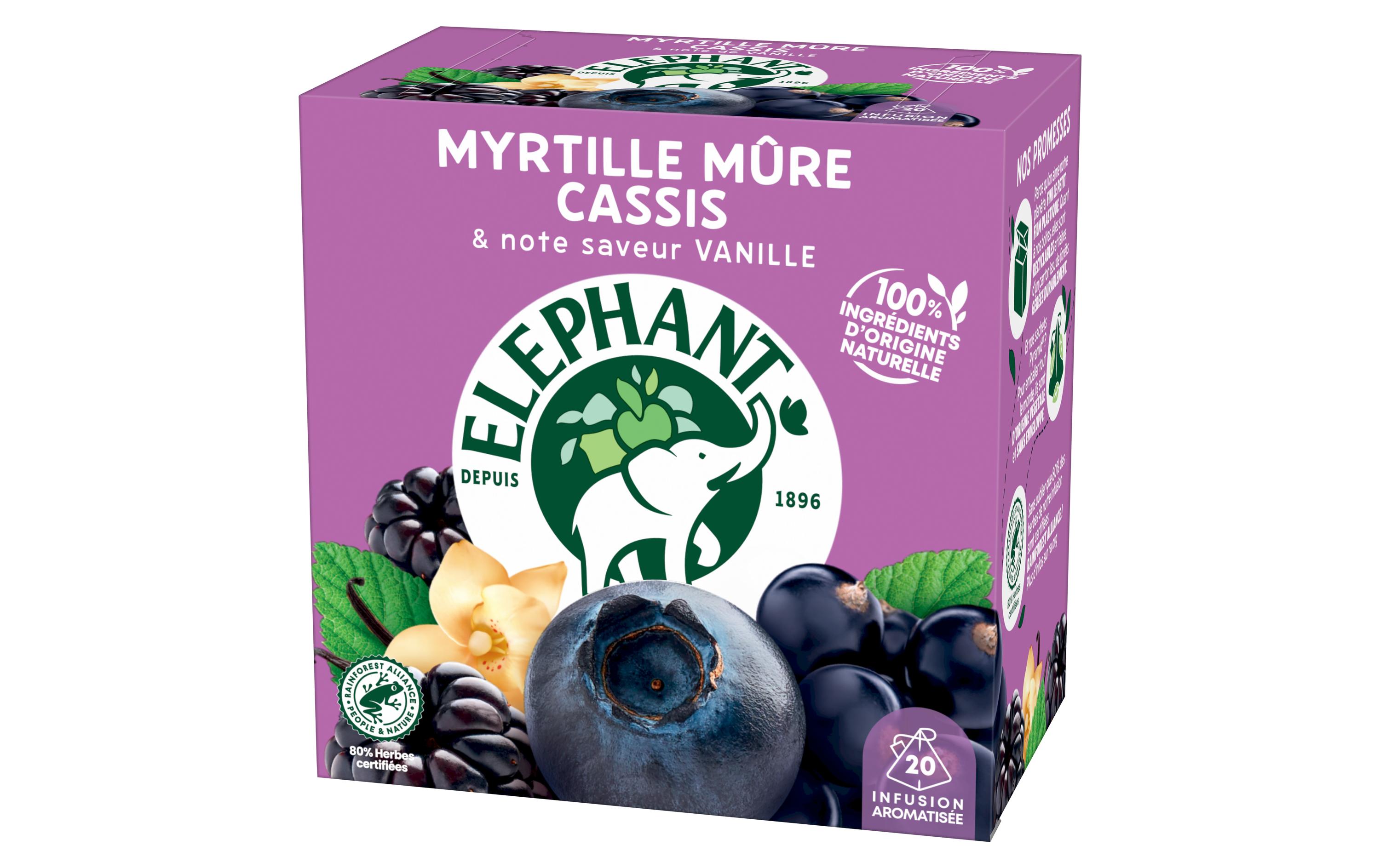 Teebeutel Infusion Myrtille Múre Cassis 20 StückTee mit Heidelbeere und schwarze Johannisbeere