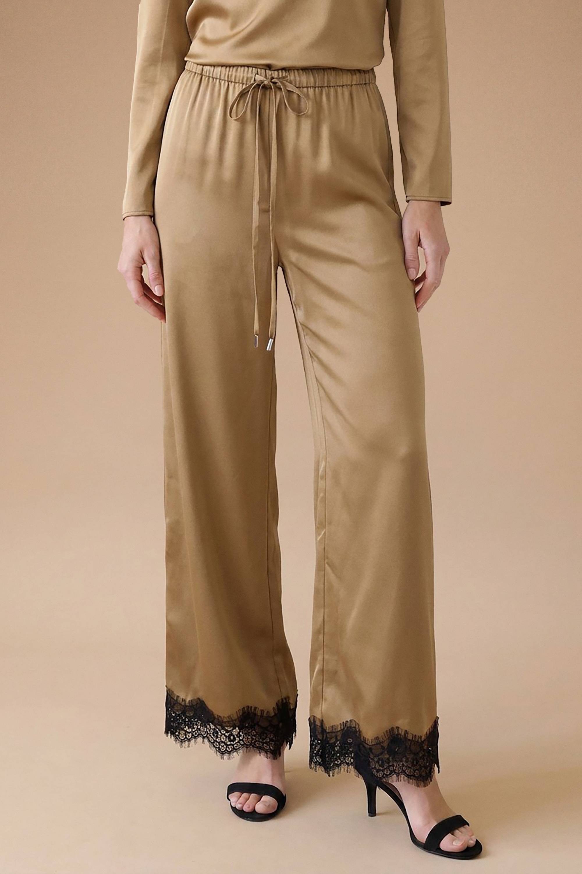Oasis Pantalon Large En Crêpe Satiné Avec Poignets En Dentelle