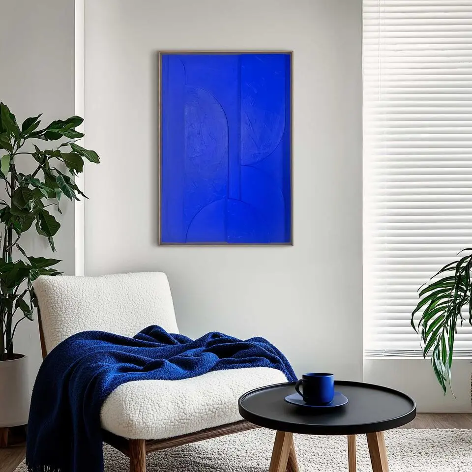 Schilderij 3D Art Shapes - cobalt blue - 70x50cm - Blauw