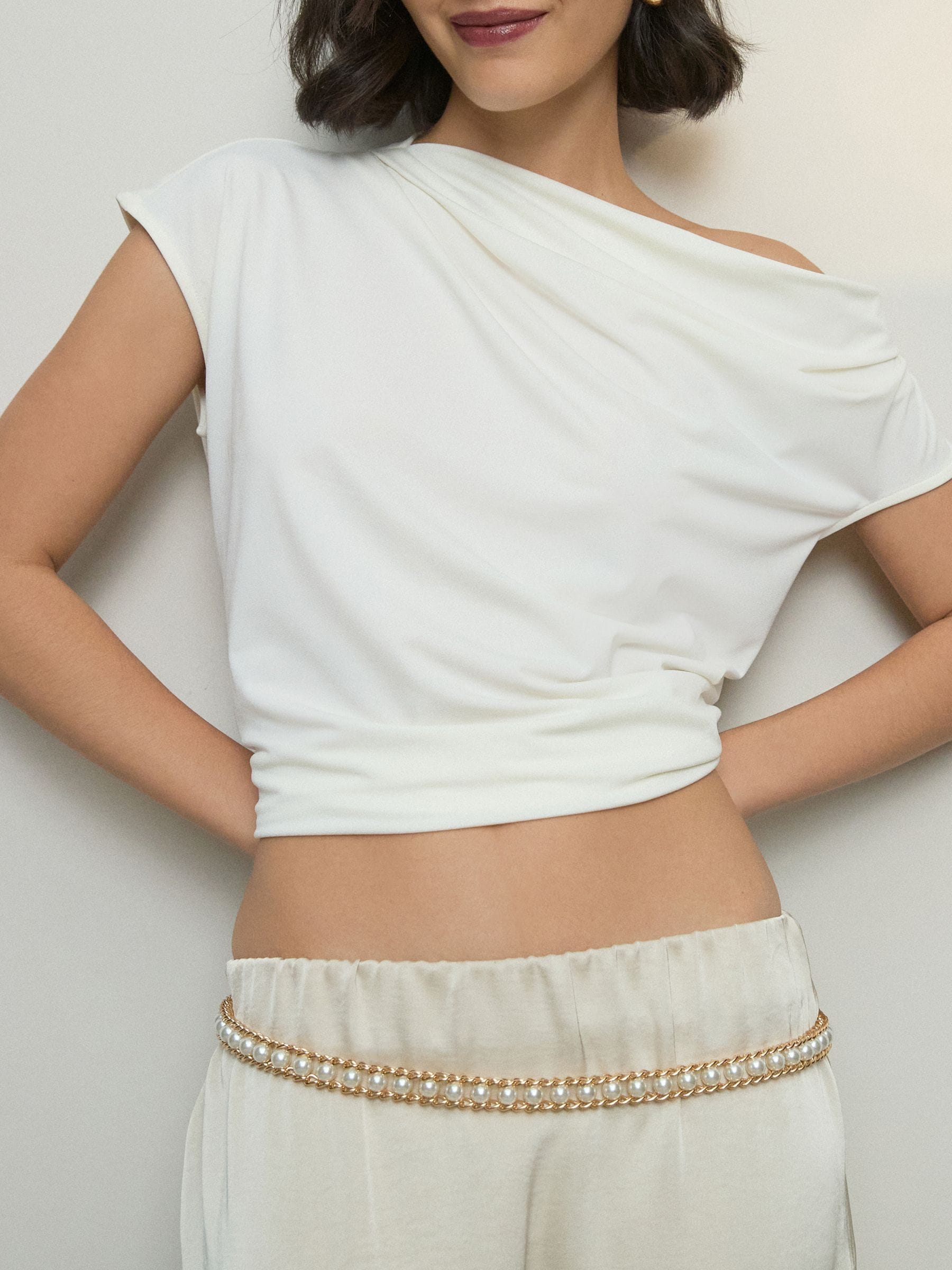 Gold Tone Pearl Bead - Kettingriem