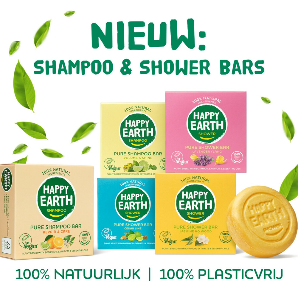 6x Happy Earth 100% Natuurlijke Shower Bar Lavender Ylang90 gr