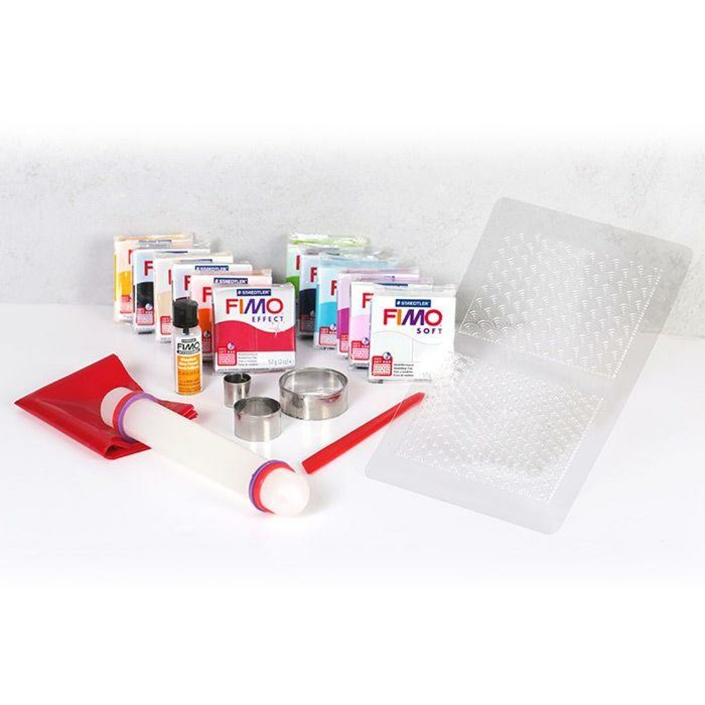 Coffret initiation modelage 12 pains de pâte polymère & accessoires
