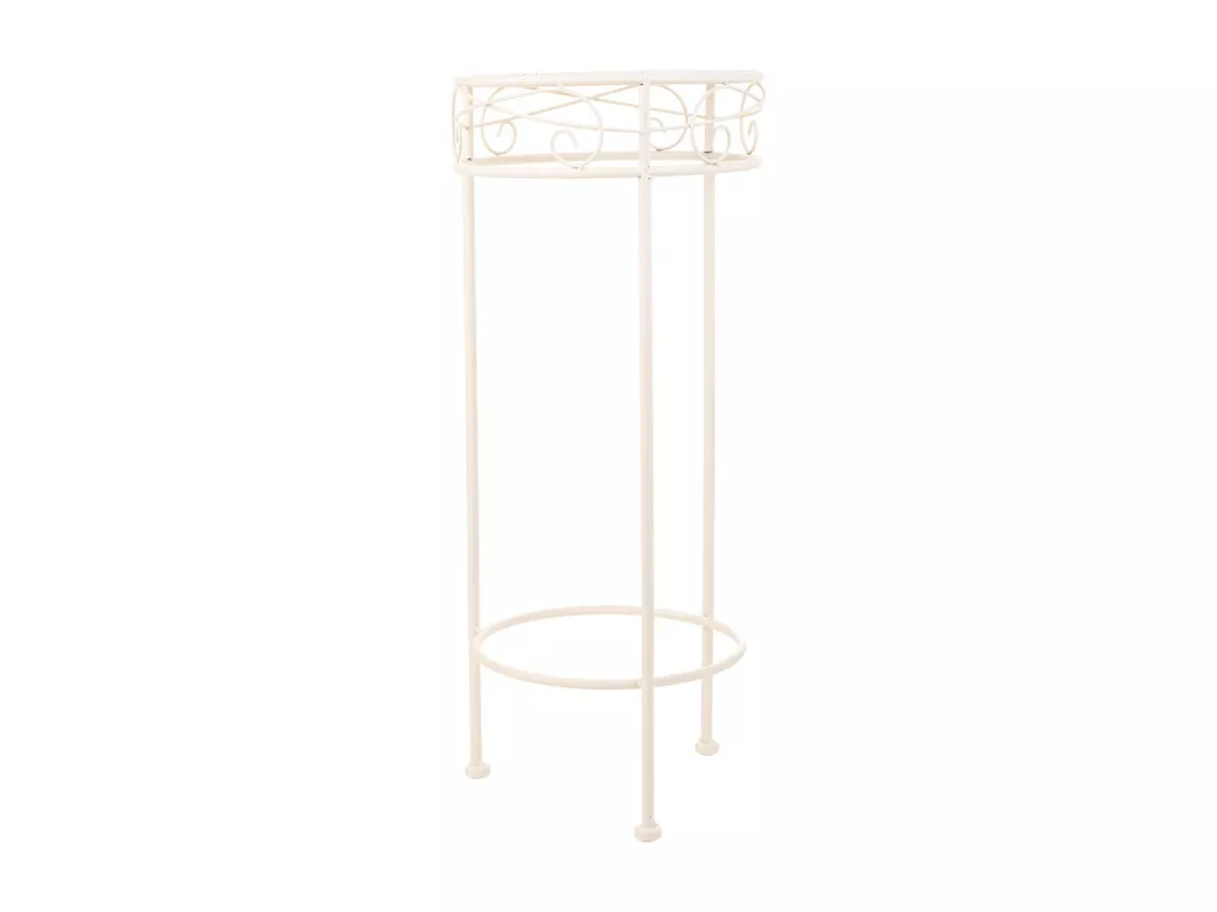 Lot de 3 cache-pots en fer forgé blanc 30x30x70h-25x25x60h-20x20x50h cm